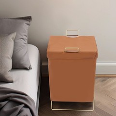 Brown + Gold Laundry Hamper X-Frame Laundry Basket Dirty Clothes Basket w/Lid