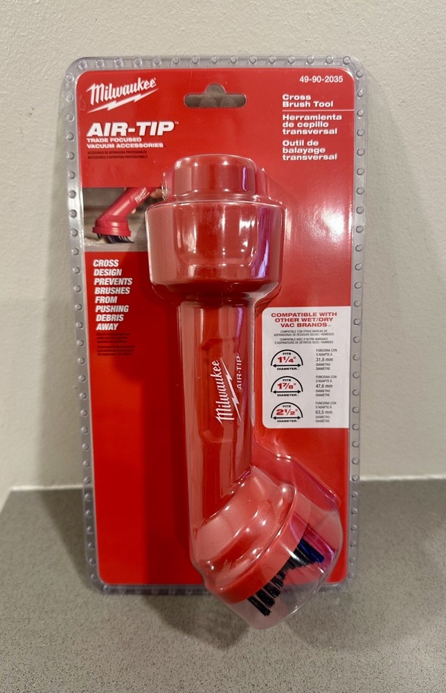 New Milwaukee 49-90-2035 Air-Tip Cross Brush Tool for Wet/Dry Vacuums – NEW
