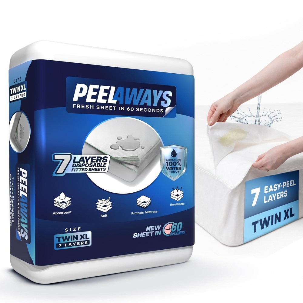Peelaways Incontinence Bed Sheets & Waterproof Mattress Protector – 7-Laye