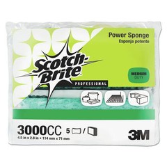 Scotch-Brite PROFESSIONAL 3000CC 0.6″ Thick Power Sponge – BL/TL (5/Pack) New