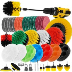48 Pcs Drill Brush Attachments Set, Scrub Pads & Sponge & Colorful