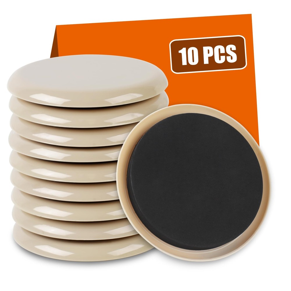 10PCS Furniture Sliders, 3 1/2″ Sliders for 10PCS|3 1/2″, Beige