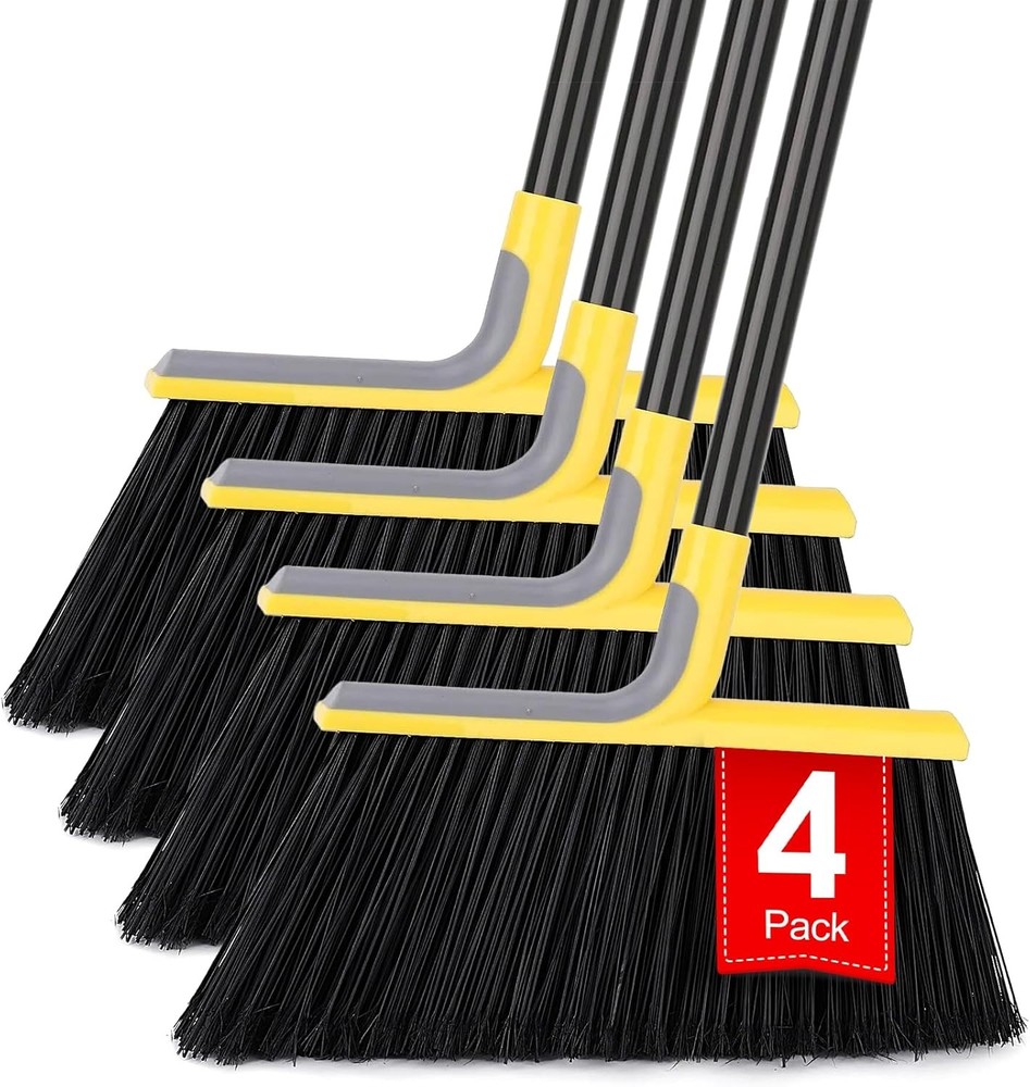 4 Packs Heavy-Duty Outdoor Brooms, Equipped with 58 Inch Long Handle
