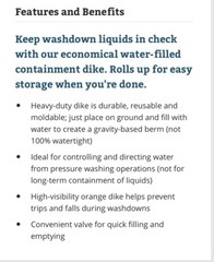 New Pig PLR260 Water-Filled Containment Dike 9.5” X 50’ Long Heavy Duty