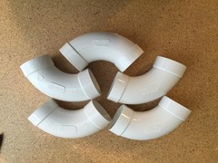 CENTRAL VACUUM 5 PACK 90 DEGREE SWEEP ELBOW PVC Ivory