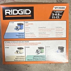 RIDGID VF3500 Fine Dust Wet/Dry Reusable 3-Layer Filter Material