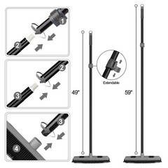 Pet Hair Removal Rubber Broom with Squeegee, Carpet Rake Gray