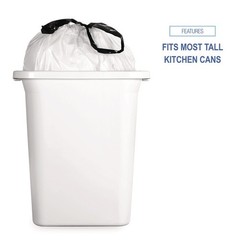 Boardwalk 1DK100 13 gal. 0.8 mil. Drawstring Kitchen – WT (50/RL, 2 RL/CT) New
