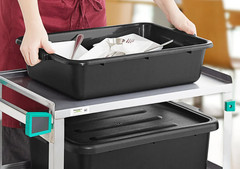 6 Pack 20″ x 15″ x 5″ Black Polypropylene Plastic Bus Tub / Bus Box