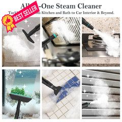 Steam Cleaner, 3-Level Adjustable Handle, 15s Heat-Up, Medium, Black+Orange