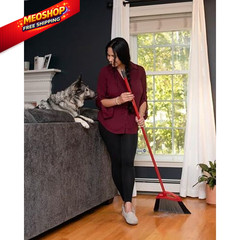O-Cedar Pet Pro Broom with Step-On Dustpan | PowerCorner Broom, Red