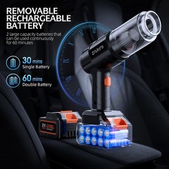 ZARIMI Car Vacuum Cordless 50000Pa, 2 Batteries, 6-in-1 Handheld Dust Buster