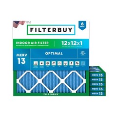 Filterbuy 12x12x1 Air Filter MERV 13 Optimal Smoke & Allergy Defense (6-Pack)…