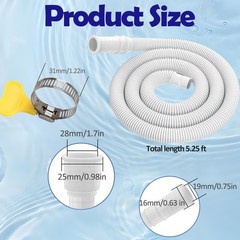 5.25 Ft Universal Dehumidifier Drain Hose Kit White Drainage Hose