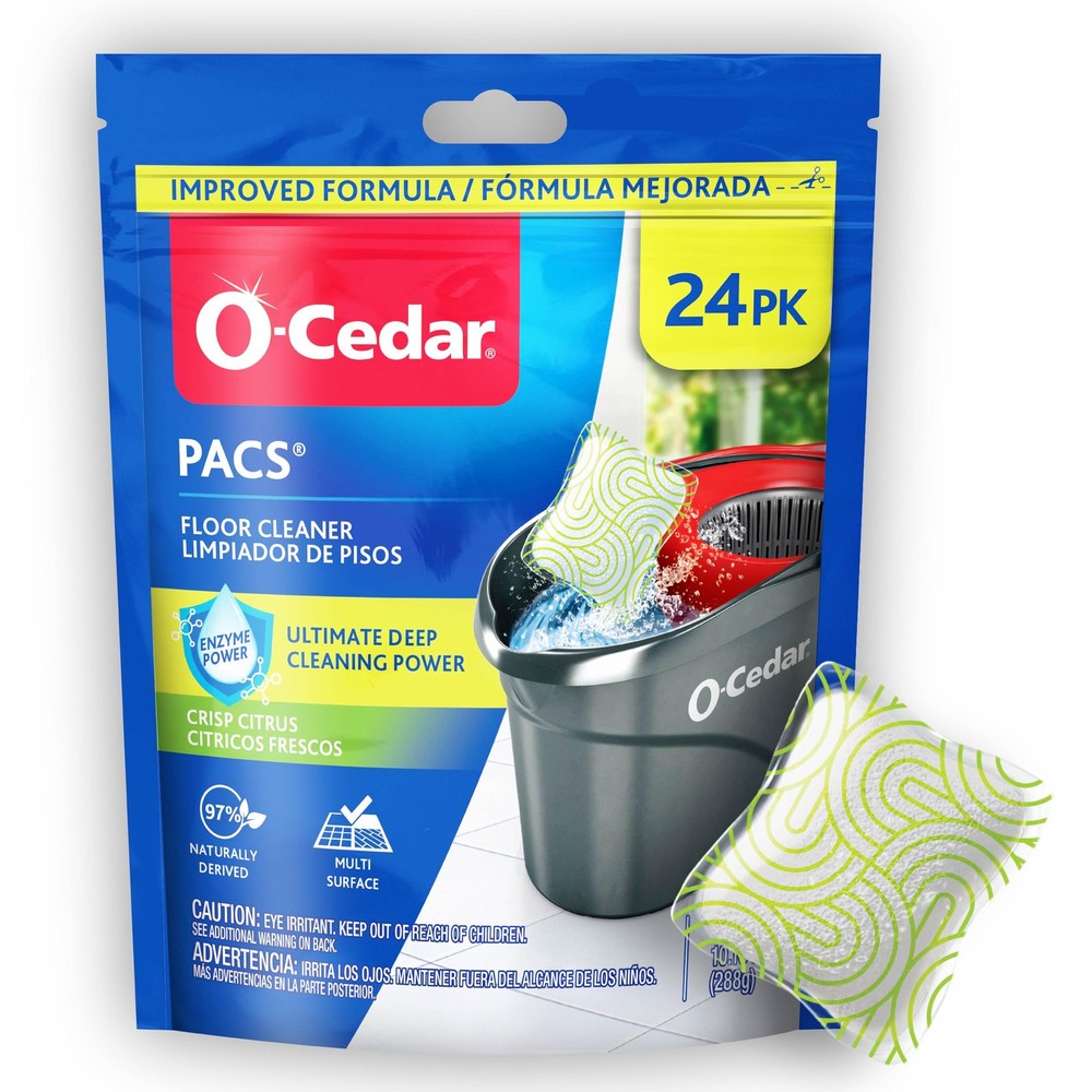 O-Cedar PACS Hard Floor Cleaner, Crisp Citrus 24 Count (Pack of 1), No Color
