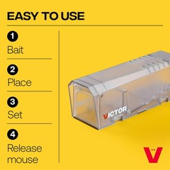 Victor M337 Live Catch Mouse Trap – Humane & Release (Pack of 1), Clear