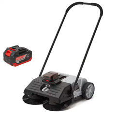 Battery Powered Artificial Grass and Hard Surface Sweeper with 22 In. Wide Clean