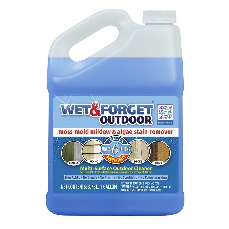 Wet & Forget Moss, Mold, Mildew, & Algae Stain 128 Fl Oz (Pack of 1), Blue