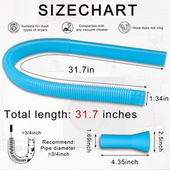 Dryer Vent Cleaner Kit Lint Vac Attachment with 30 Inches, Blue