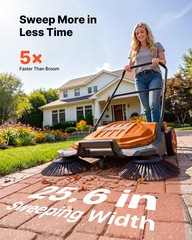 VEVOR Walk-Behind Floor Sweeper Manual Hand Push Sweeper 25.6″ Sweeping Width