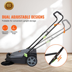 VEVOR Push Floor Sweeper 25.6″ Manual Cleaner Yard Garage Patio
