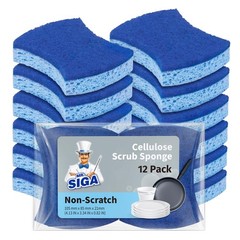 MR.SIGA Non-Scratch Cellulose Scrub 4.1×0.8×3.3inch, Royal Blue, Light Blue