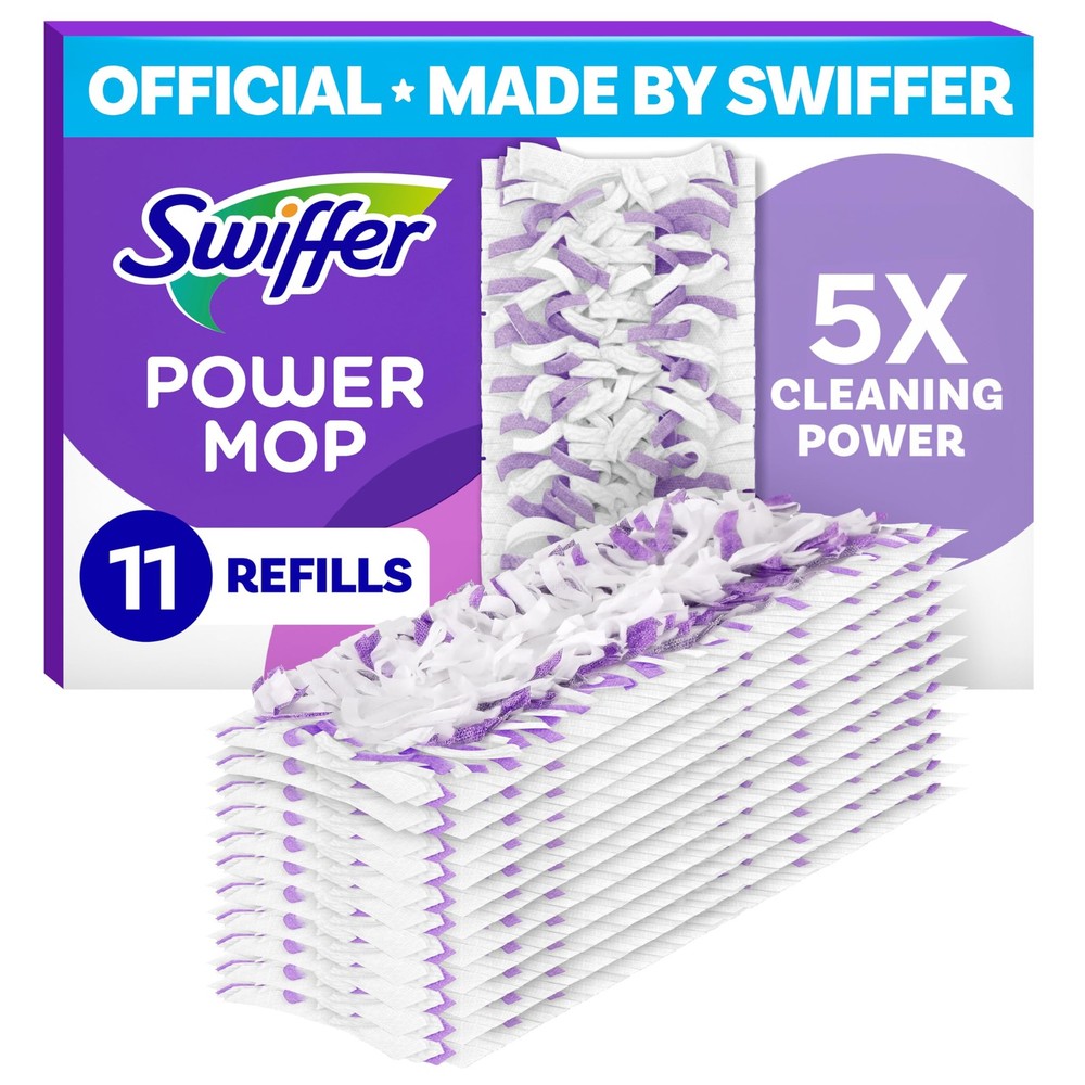Swiffer PowerMop Multi-Surface Mopping Pad Refills, 11 Count, White/Purple