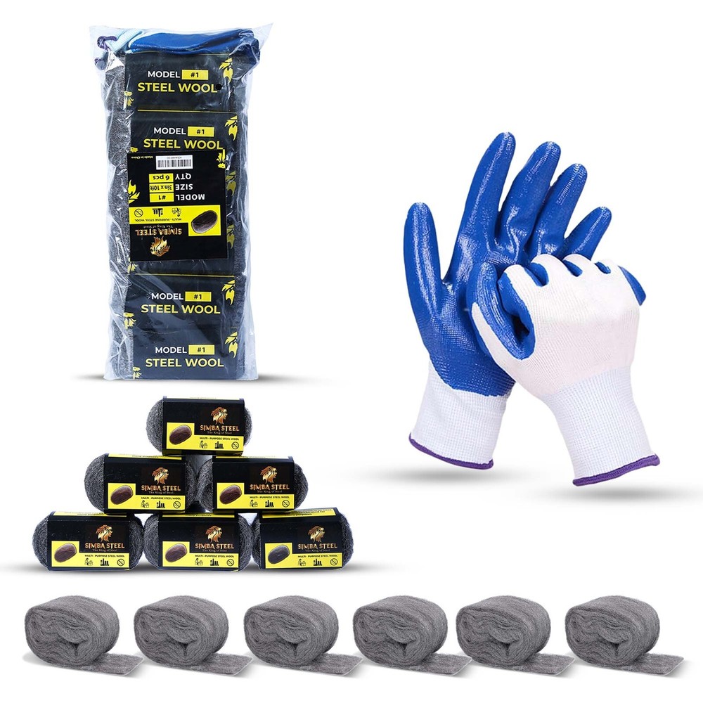 Steel Wool 6 Pack 3 x 10FT Each Gloves Included for Mice Proofing and Gaps