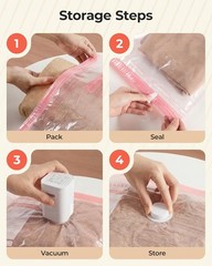 Vacuum Bags for Travel with Rechargeable Air Pump, Portable Space Saver Bags for