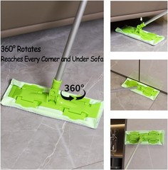 Wet and Dry Flat Mop Head, Super Firm Clip on Pads, 2 Washable Mop Pads,