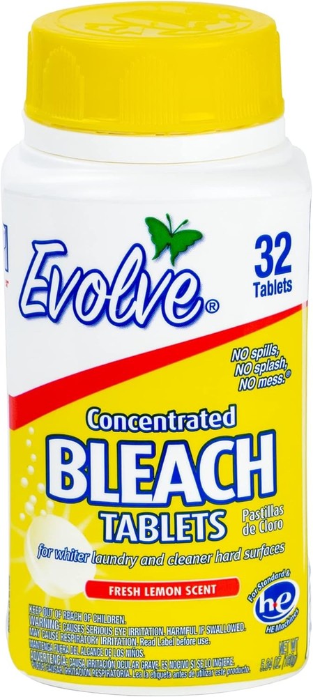 Evolve Bleach Tablets 32 Count Fresh Lemon Concentrated Cleaning Tablets