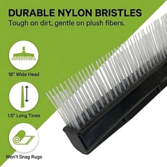 Room Groom Carpet Rake with 54″ Adjustable Handle – Ultimate Pet Hair Remover