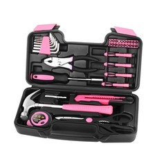 HANGYING 39 Piece Pink Tool Set for Women, All Purpose Household Hand Tool Ki…