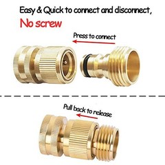 HQMPC Garden Hose Quick Connect Solid Brass Connector 3 Sets, Tan