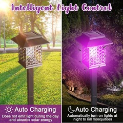 2PK Solar Insect Trap – 2-in-1 Waterproof, Purple/White Light, Patio