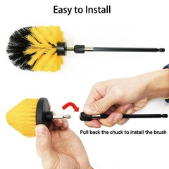8 Pack Drill Brush Attachment Set, 1/4in Power Scrubber Brush+ Extend Yellow