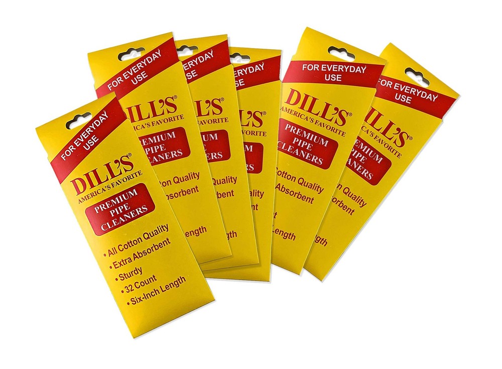 Dill’s Tobacco Pipe Cleaner (6 Pack) – 6 Inch 32 Count (Pack of 6), Yellow