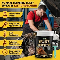 2 in 1 Rust Converter & Metal Primer, 35 oz Black Rust Reformer Paint for Met…