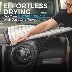 The Rag Company Gauntlet Car Drying Towel – 30in x 36in, Ice Grey +