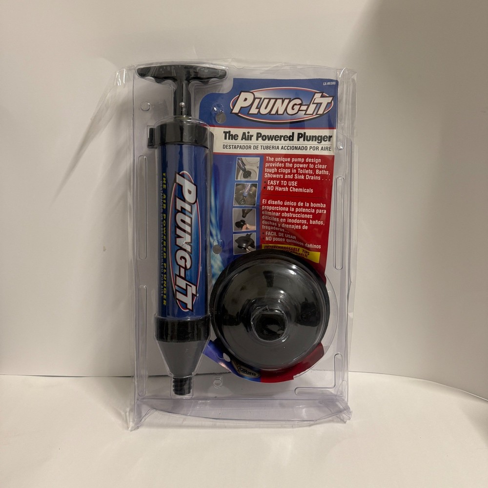 Plung-It Air Powered Plunger LX-00300 Blue Black Drain Opener Sink Toilet Clog