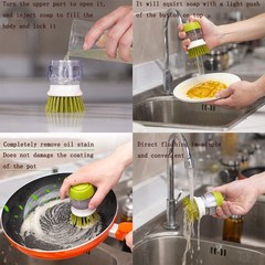 Dish Brush with Soap Dispenser, Dishwashing Kitchen Scrub Brushes Gray