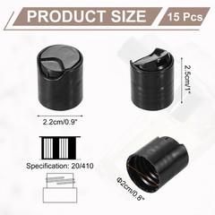 15Pcs Black Disc Top Caps Replacement 20/410 Press Disk Cap 0.9×0.8×0.7”