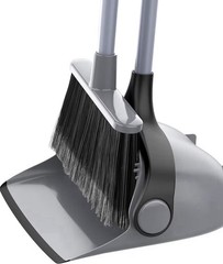 MR.SIGA Upright Pan & Broom Set, Synthetic Bristles, Plastic Dust Pan