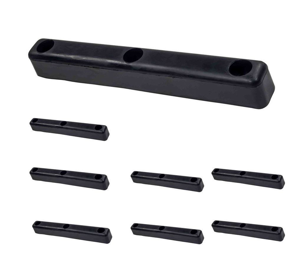 8 Pack 16″x2″x2″ Rectangular Rubber Dock Bumper with 3 Holes Impact Resistant