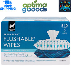 Member’s Mark Flushable Wipes, Scented, 540 Count – Hypoallergenic Fresh Scent