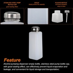 2pcs 17 Oz/500ml Alcohol Push Down Pump Dispenser Bottle Press, White