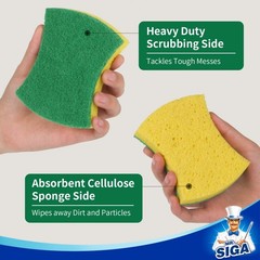 Mr.Siga Heavy Duty Cellulose Scrub Sponge Dual-Sided Dishwashing Sponge For