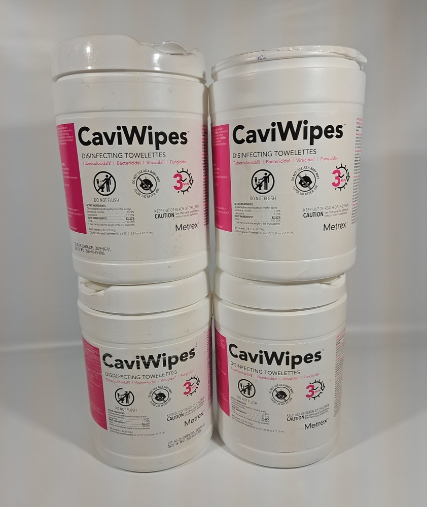 4 pk Metrex CaviWipes Disinfecting 220 Towelettes 6”x 6.75″ 880 Total Wipes READ