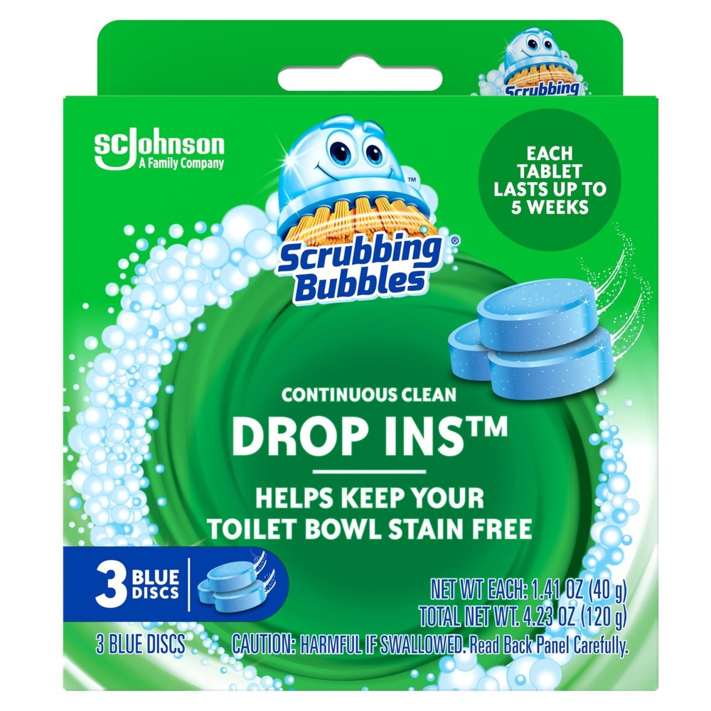 Scrubbing Bubbles Continuous Clean Toilet Drop-Ins, Automatic Blue Toilet Bowl C