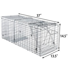 ANT MARCH Live Animal Cage Trap with Gloves 37″x13.5″x14.5″ Large Silver